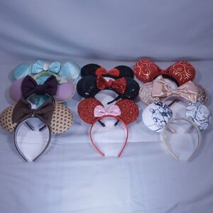 Disney Parks Minnie Mouse Ears Headband Lot (9) Collection Custom Handmade Bow